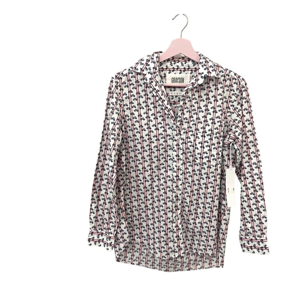 NWT Frank & Eileen Grayson The Hero Button Down Bicycle Print Shirt Size 1